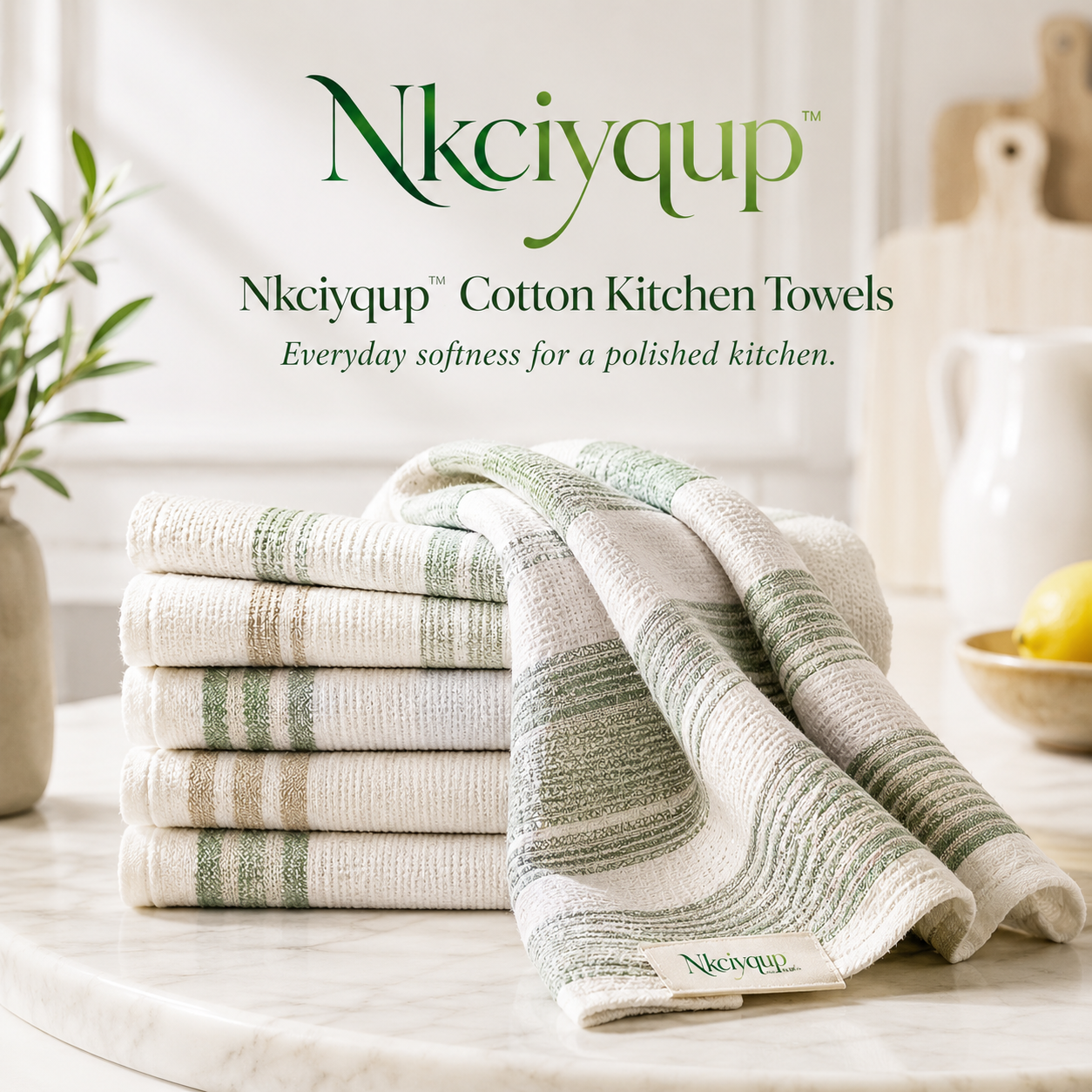 Nkciyqup™ Cotton Kitchen Towels – Premium Absorbent & Soft, Set of 3
